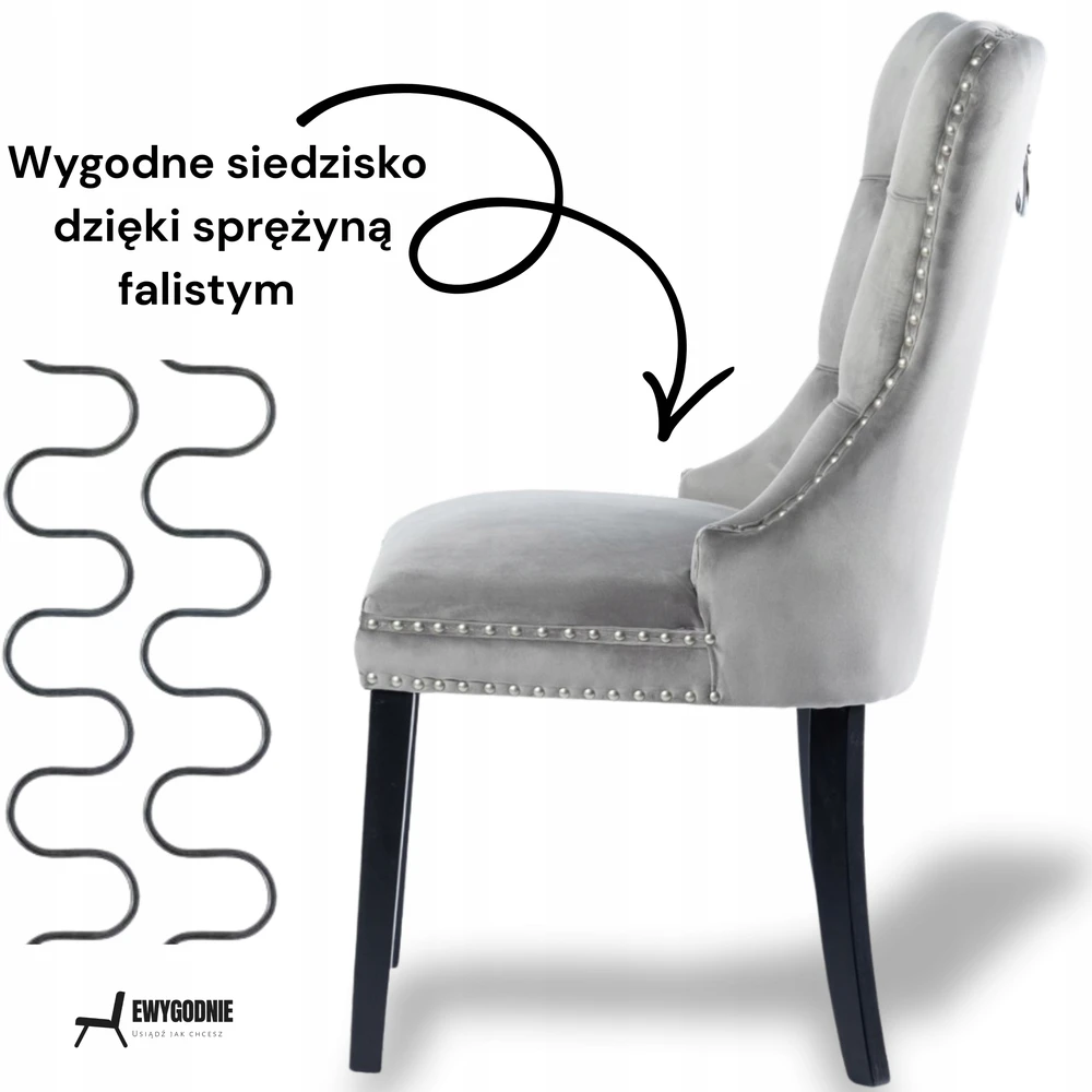 Ewygodnie PILKA KĖDĖ SU VELIŪRU DYGIUOTA LUDWIK PINS MINŠTA KĖDĖ