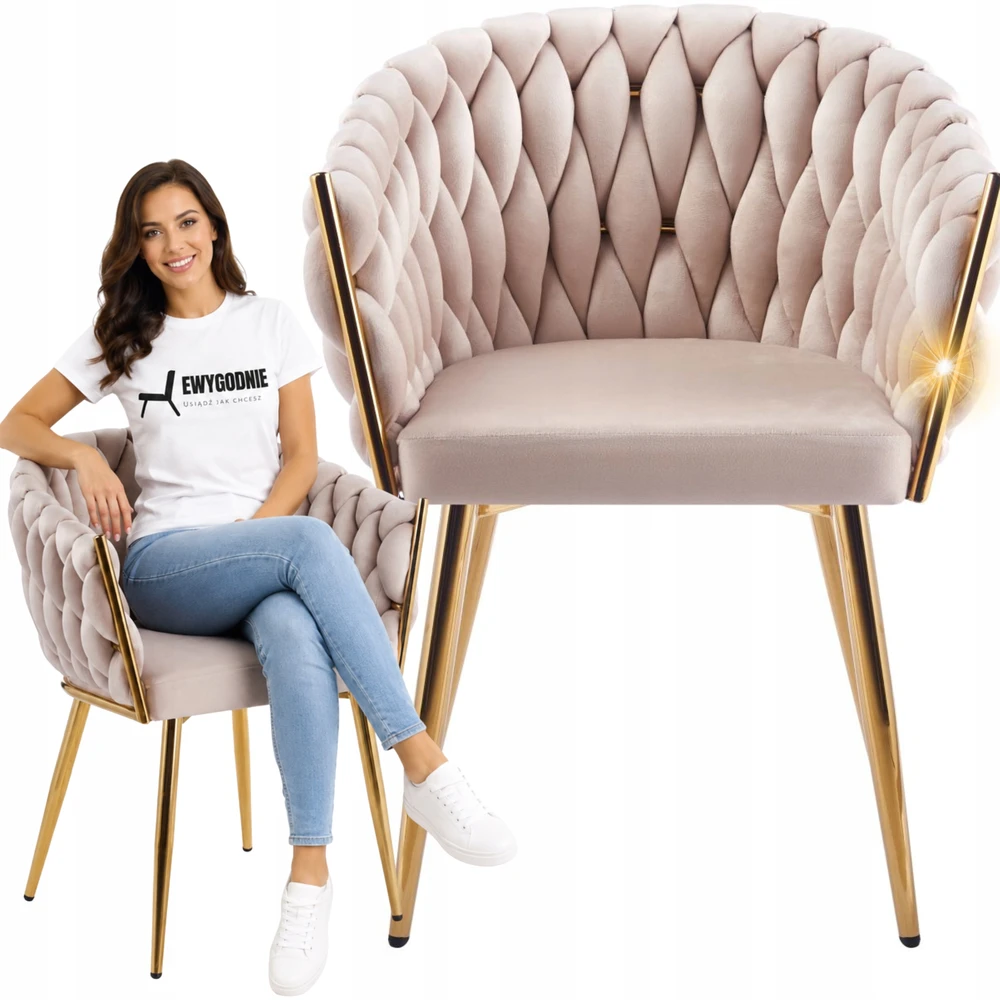 Ewygodnie SEMĖLĖS SKRYŽTAS VELVERINĖS KĖDĖS SU AUKSO GLAMOUR KOJĖLĖMIS TURTIES STALIUI