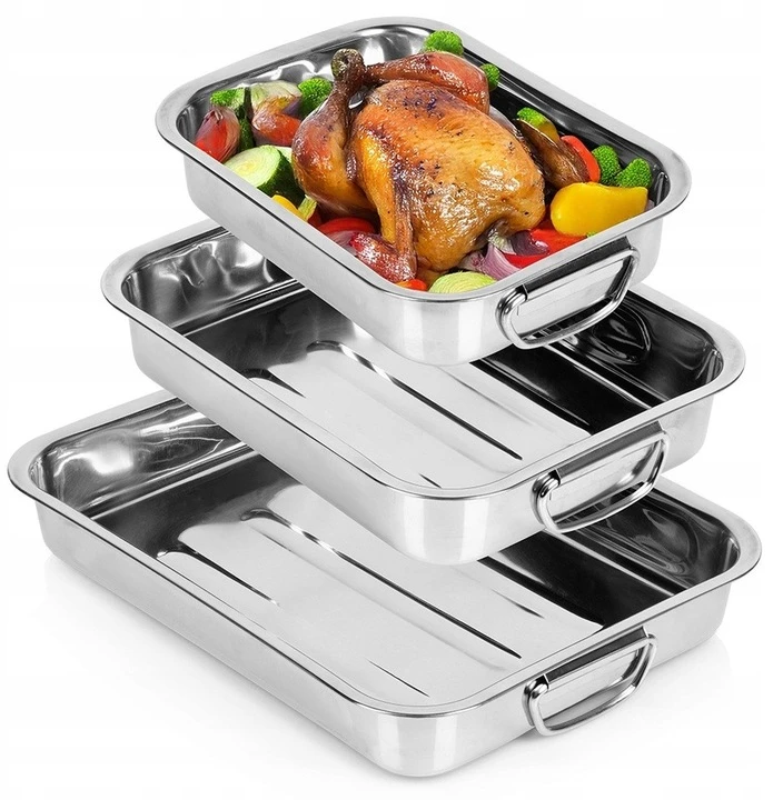 Excellent Houseware Kepimo indas plieninė stačiakampio formos 3 vnt.