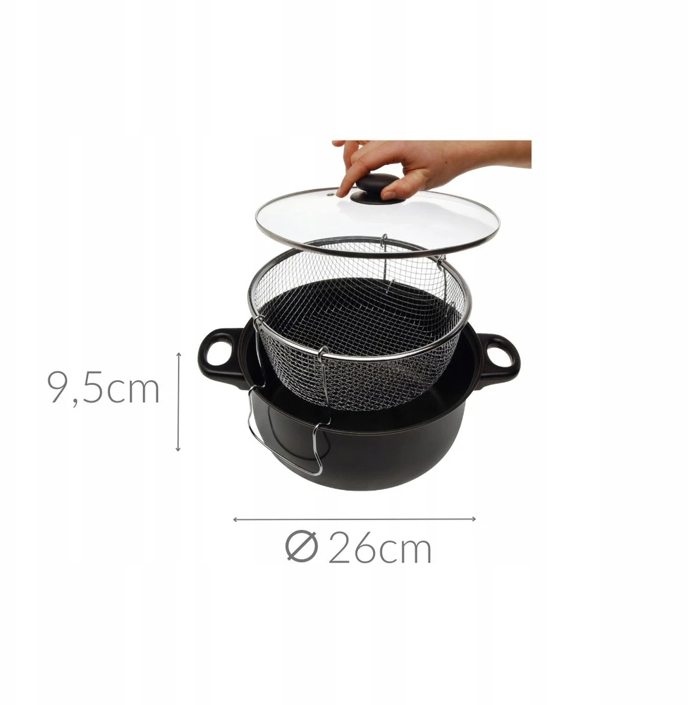 Excellent Houseware Kepimo puodas su stikliniu dangčiu, 26cm