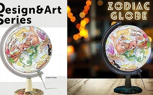 Exerz Iliustruotas šviečiantis gaublys Animals, įvairių spalvų, 30 cm