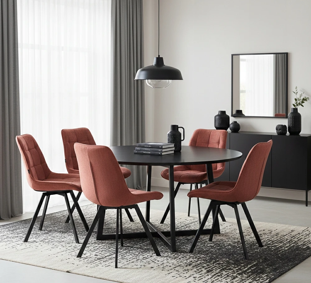 Exito Design Bordo spalvos minkšta pasukama kėdė svetainei, valgomajam, virtuvei, LAPO rašomajam stalui