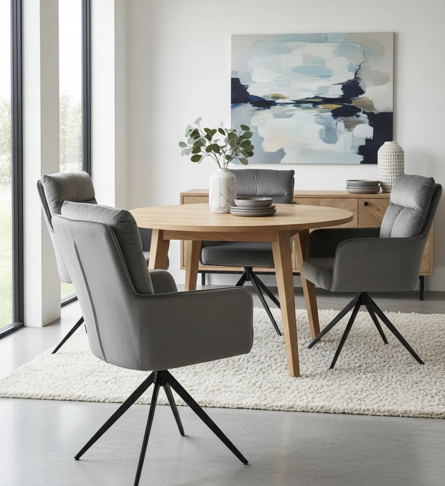 Exito Design Eldo – pilkas, apmuštas, besisukantis biuro kėdė