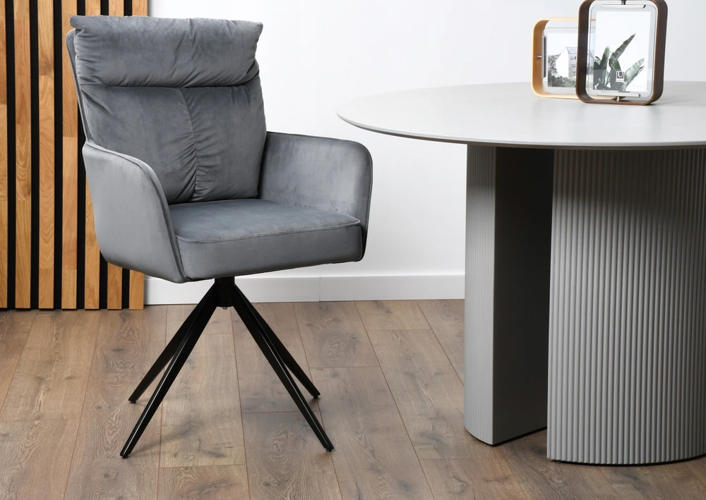 Exito Design Eldo – pilkas, apmuštas, besisukantis biuro kėdė