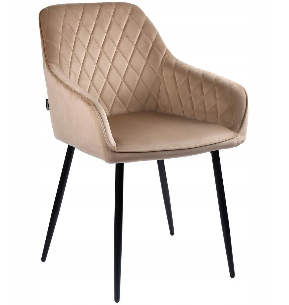 Exito Design Glamour aksominės smėlio spalvos dygsniuota kėdė tualetiniam stalui ir svetainei, palėpėje - RELLO