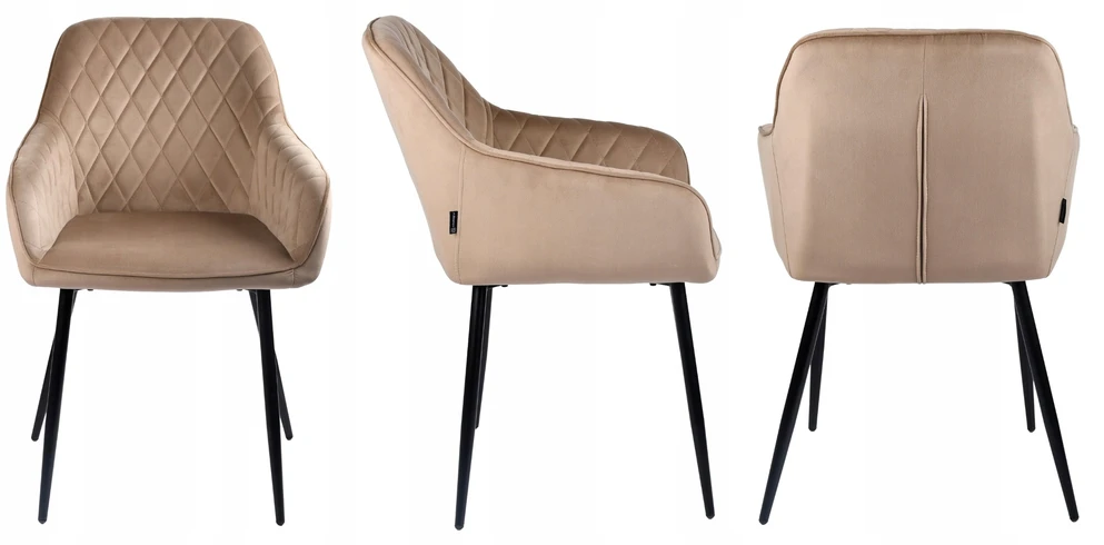 Exito Design Glamour aksominės smėlio spalvos dygsniuota kėdė tualetiniam stalui ir svetainei, palėpėje - RELLO