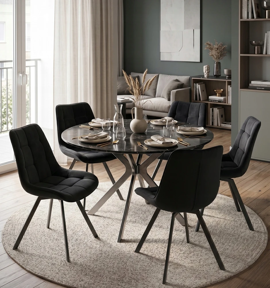 Exito Design Juodas veliūrinis sukamas krėslas Lapo – stilius ir patogumas