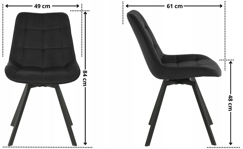 Exito Design Juodas veliūrinis sukamas krėslas Lapo – stilius ir patogumas
