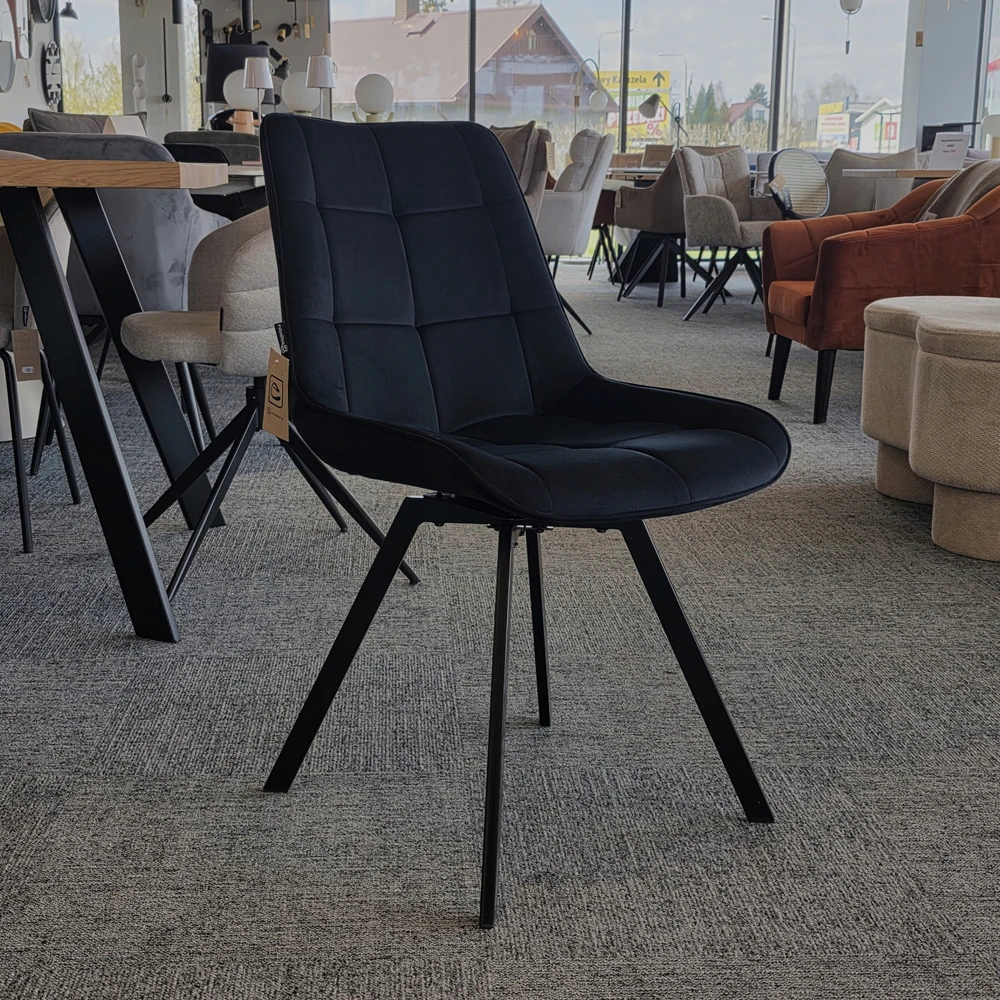 Exito Design Juodas veliūrinis sukamas krėslas Lapo – stilius ir patogumas