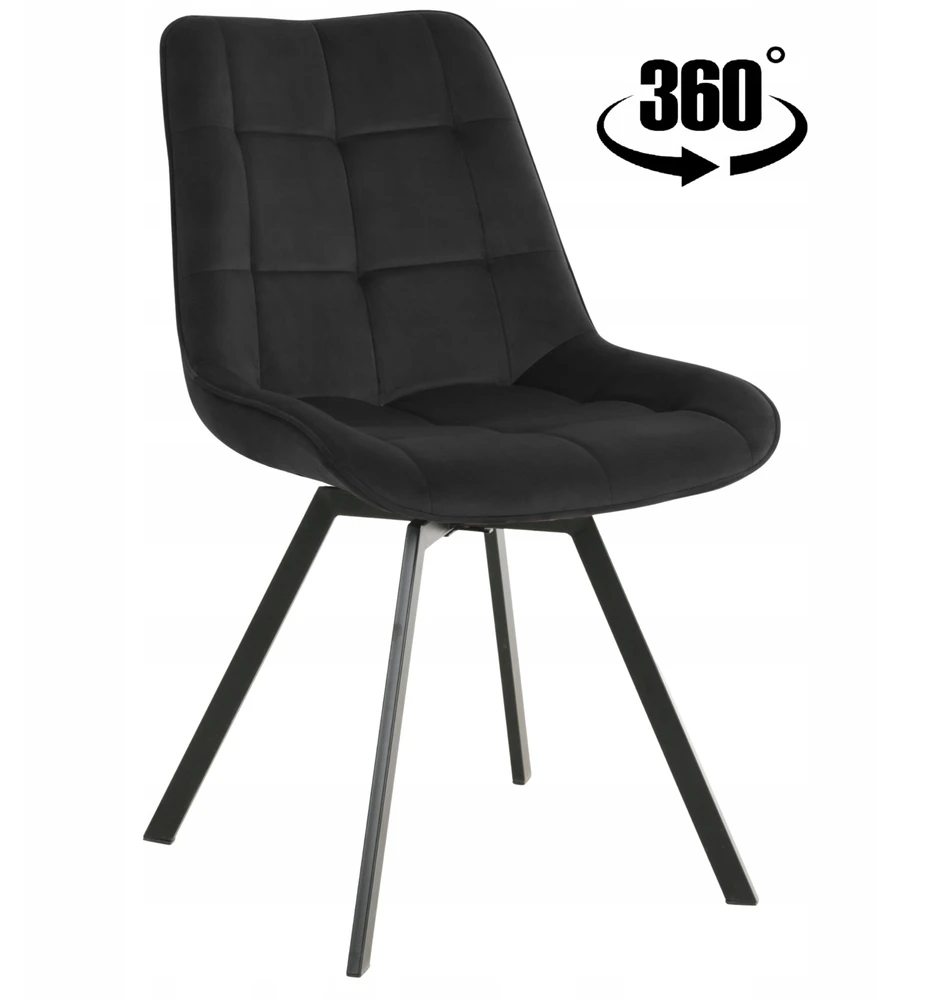 Exito Design Juodas veliūrinis sukamas krėslas Lapo – stilius ir patogumas