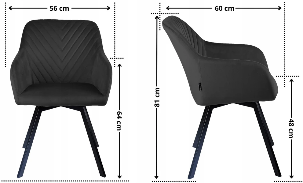 Exito Design Juodas veliūrinis sukamasis krėslas Panko 2 – stilius ir komfortas