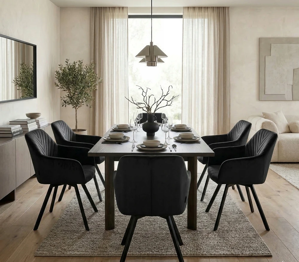 Exito Design Juodas veliūrinis sukamasis krėslas Panko 2 – stilius ir komfortas