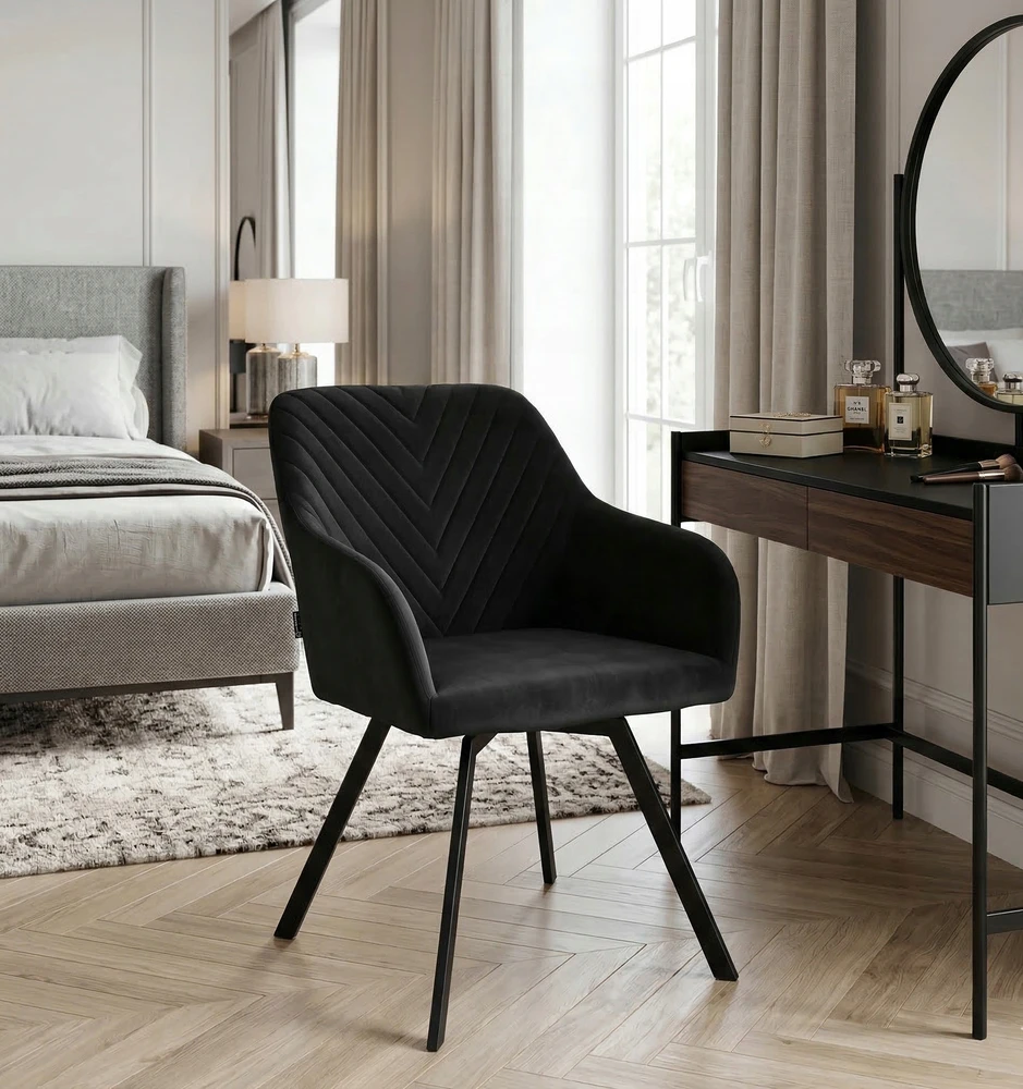 Exito Design Juodas veliūrinis sukamasis krėslas Panko 2 – stilius ir komfortas