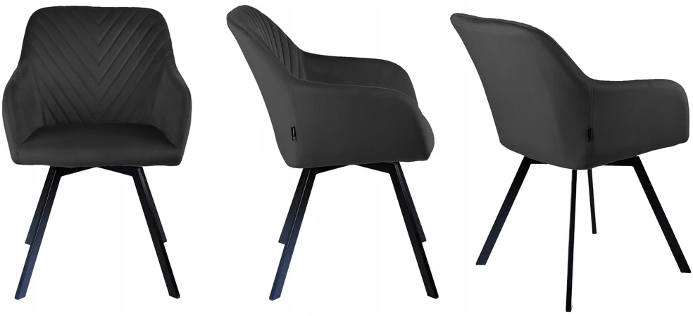 Exito Design Juodas veliūrinis sukamasis krėslas Panko 2 – stilius ir komfortas