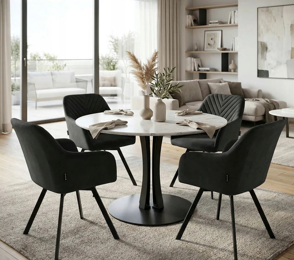Exito Design Juodas veliūrinis sukamasis krėslas Panko 2 – stilius ir komfortas