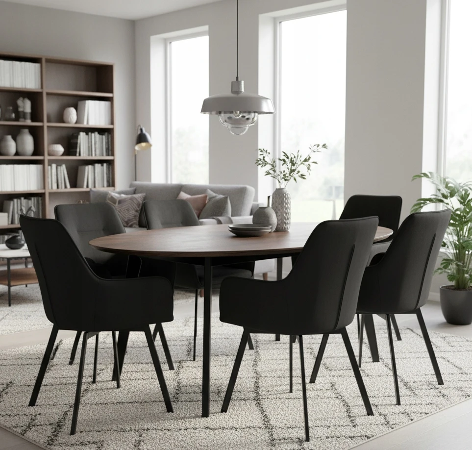 Exito Design Juodo aksomo pasukama kėdė svetainei, valgomajam, virtuvei ir SWEN rašomajam stalui