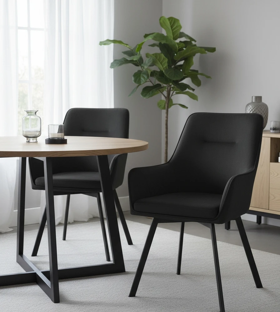 Exito Design Juodo aksomo pasukama kėdė svetainei, valgomajam, virtuvei ir SWEN rašomajam stalui
