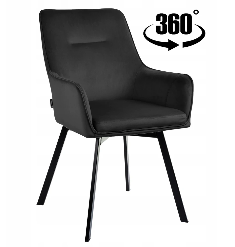 Exito Design Juodo aksomo pasukama kėdė svetainei, valgomajam, virtuvei ir SWEN rašomajam stalui