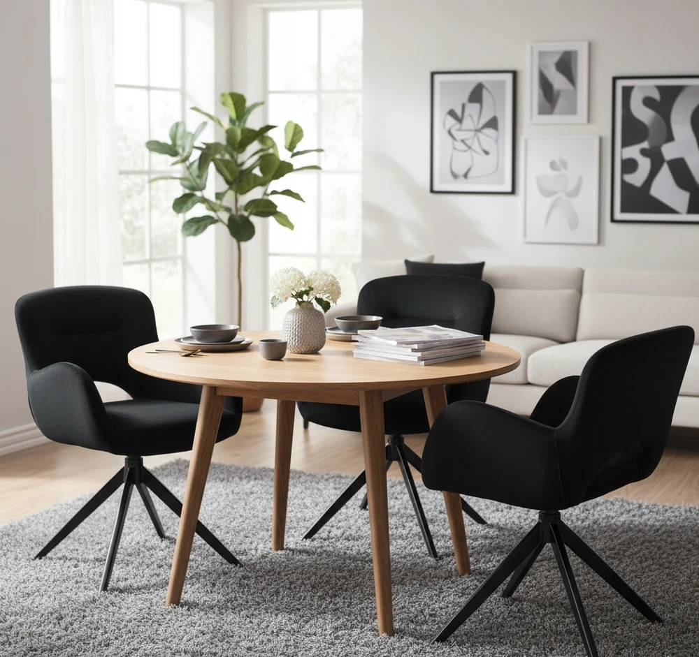 Exito Design Juodu aksomu apmušta pasukama kėdė svetainei, valgomajam, FILO biurui