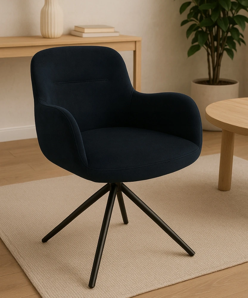 Exito Design Juodu aksomu apmušta pasukama kėdė svetainei, valgomajam, MARKO biurui