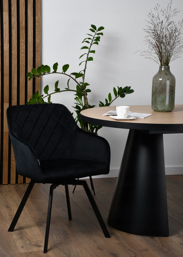 Exito Design Juodu aksomu apmušta pasukama kėdė svetainei, valgomajam, virtuvei, PANKO