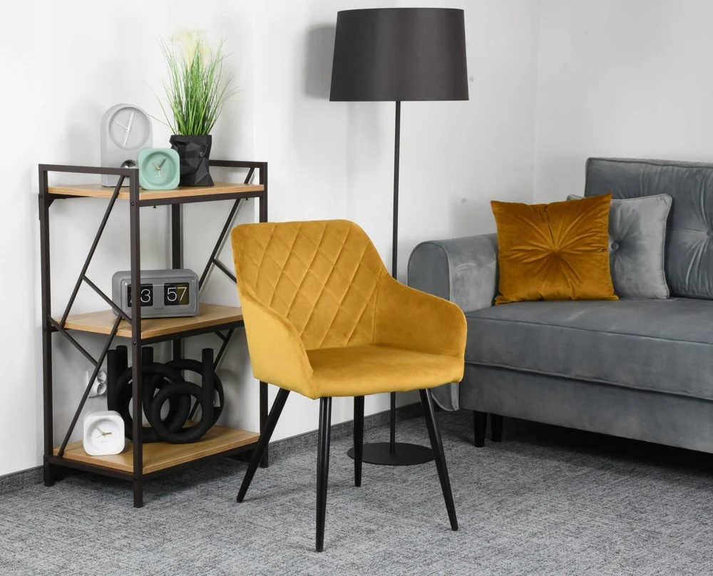 Exito Design Minkšta aksominė kario kėdė svetainei, valgomajam ir virtuvei - MILTON