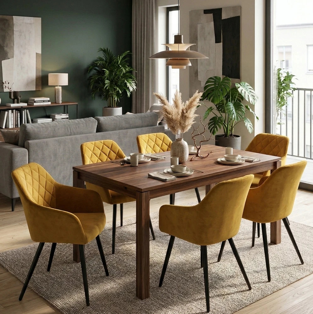 Exito Design Minkšta aksominė kario kėdė svetainei, valgomajam ir virtuvei - MILTON