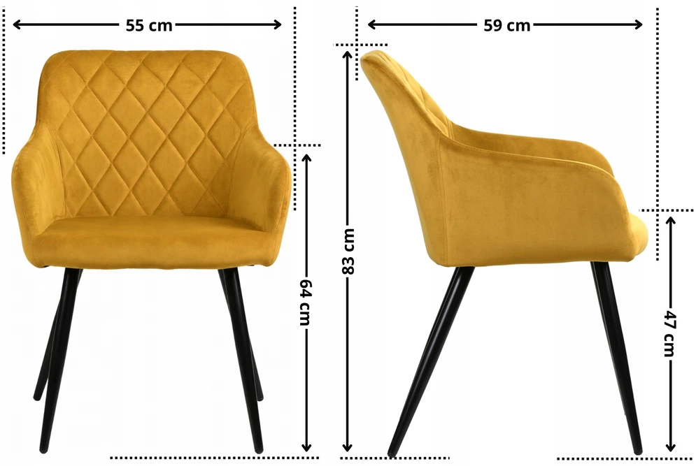 Exito Design Minkšta aksominė kario kėdė svetainei, valgomajam ir virtuvei - MILTON