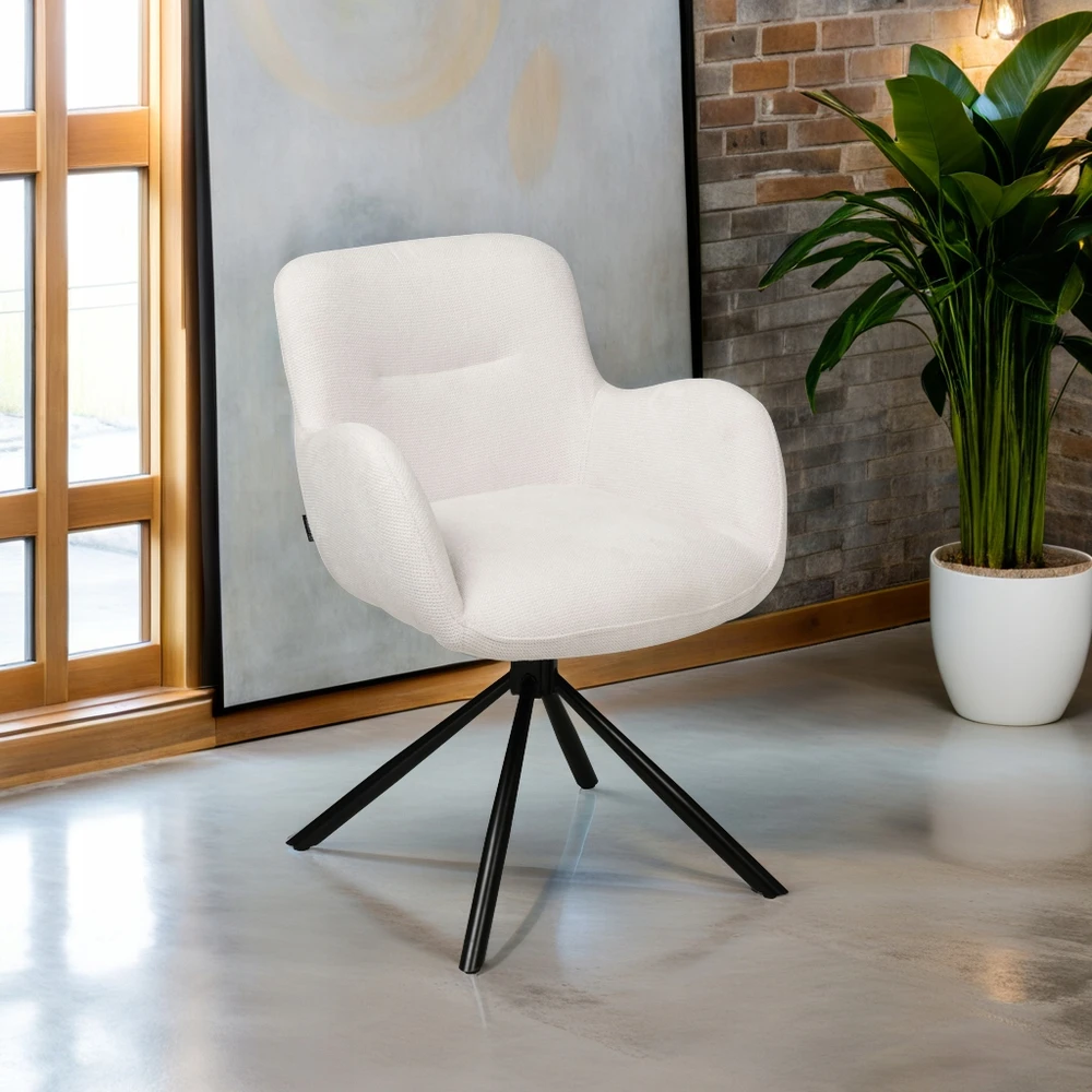 Exito Design Minkšta ekru pasukama kėdė svetainei, valgomajam, moderniam biurui MARKO