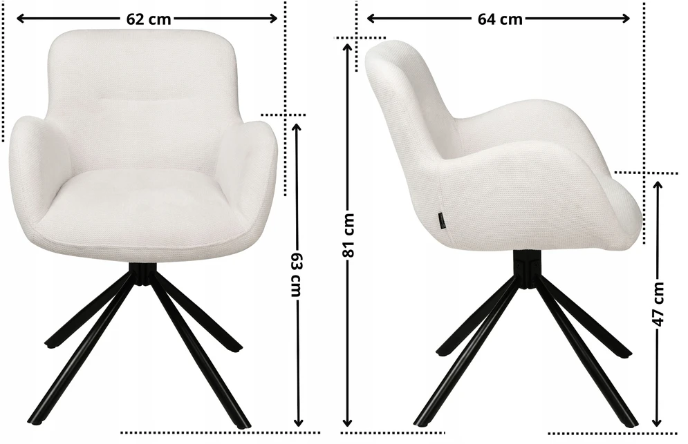 Exito Design Minkšta ekru pasukama kėdė svetainei, valgomajam, moderniam biurui MARKO