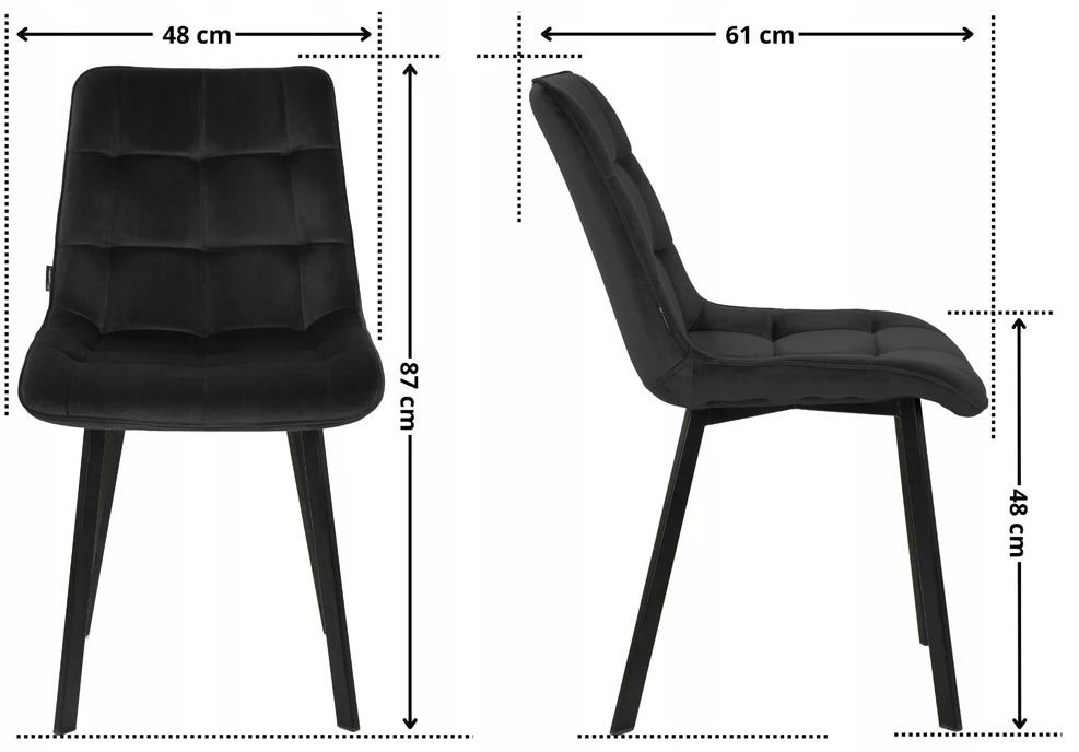 Exito Design Minkšta juodo aksomo kėdė svetainei, valgomajam ir virtuvei - TULUZA