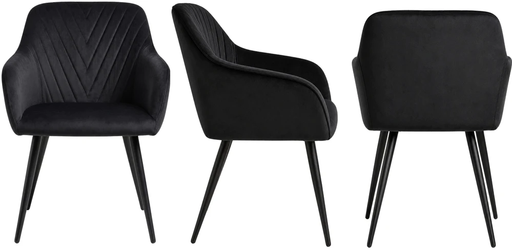 Exito Design Minkšta juodo aksomo kėdė svetainei, valgomajam ir virtuvei MILTON 2