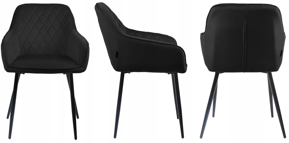 Exito Design Minkšta juodo aksomo kėdė svetainei, valgomajam ir virtuvei - RELLO