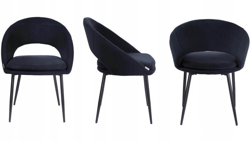 Exito Design Minkšta juodo aksomo kėdė svetainei, tualetiniam stalui, valgomajam - NILO