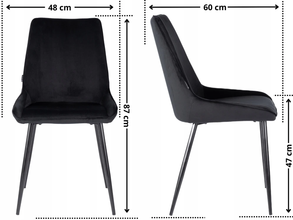 Exito Design Minkšta juodo aksomo kėdė svetainei, valgomajam ir virtuvei - LARS Q