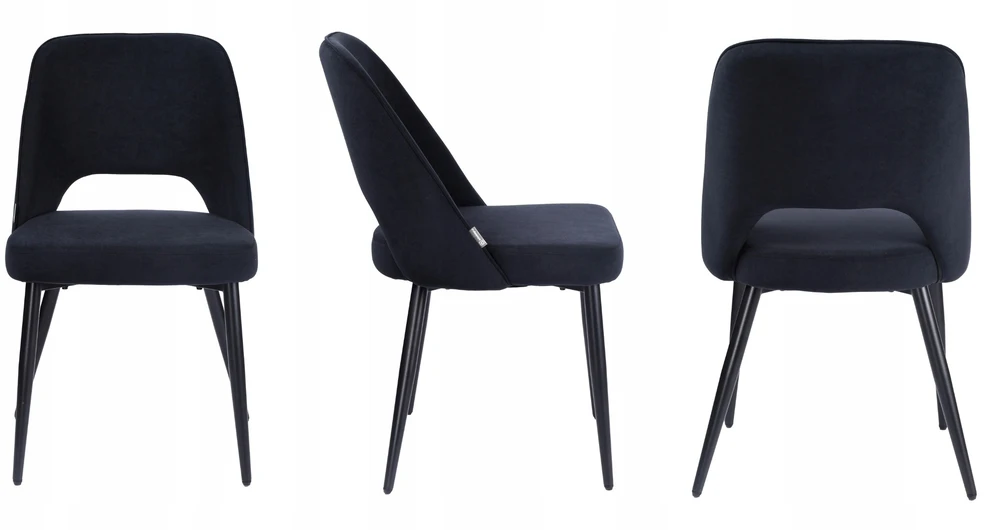 Exito Design Minkšta juodo aksomo kėdė svetainei, tualetiniam stalui, valgomajam - FERO