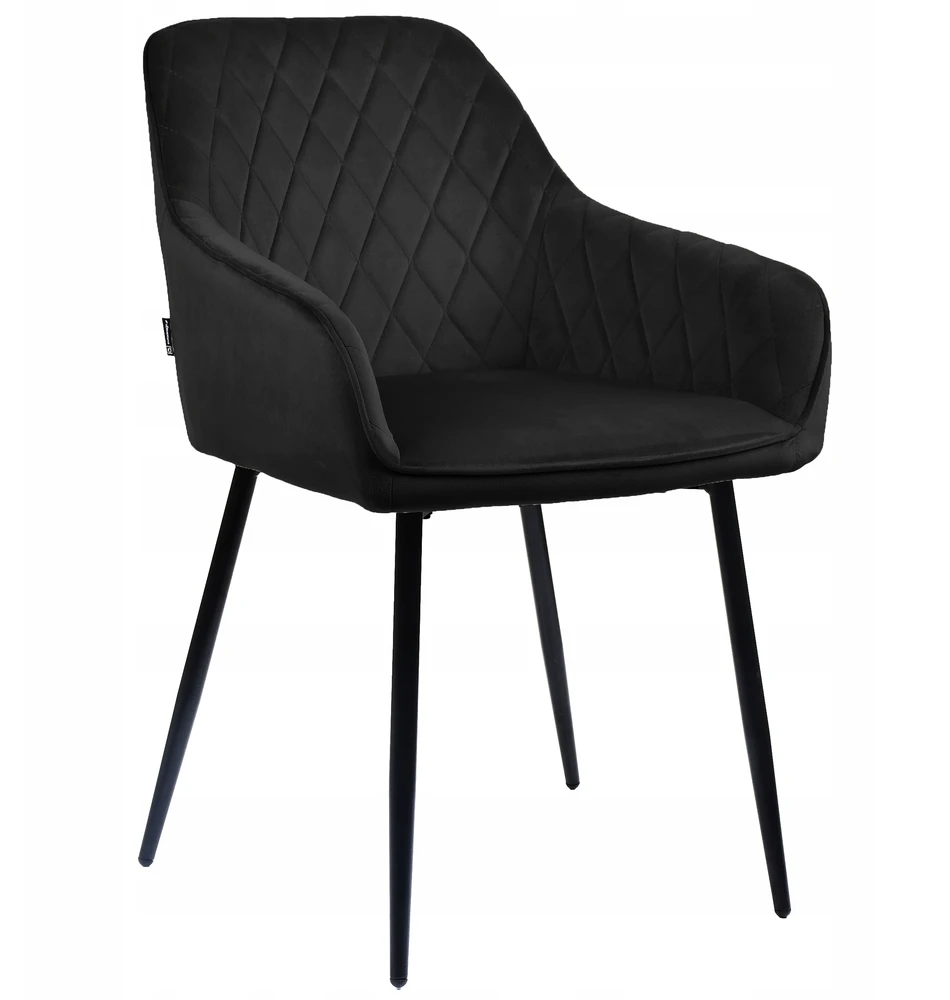Exito Design Minkšta juodo aksomo kėdė svetainei, valgomajam ir virtuvei - RELLO