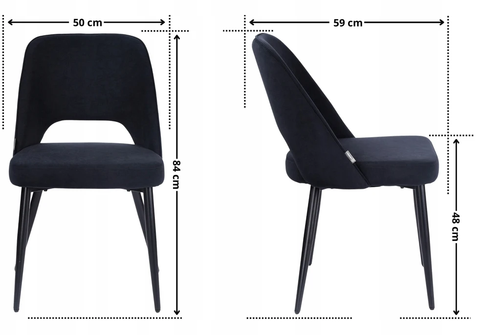 Exito Design Minkšta juodo aksomo kėdė svetainei, tualetiniam stalui, valgomajam - FERO
