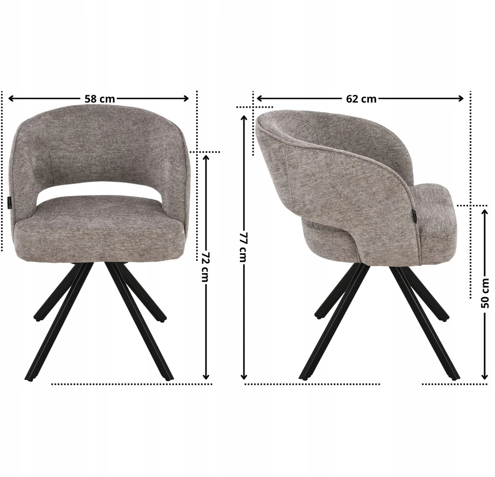 Exito Design Minkšta pasukama kėdė su smėlio spalvos spyruoklėmis, skirta MELTON svetainei