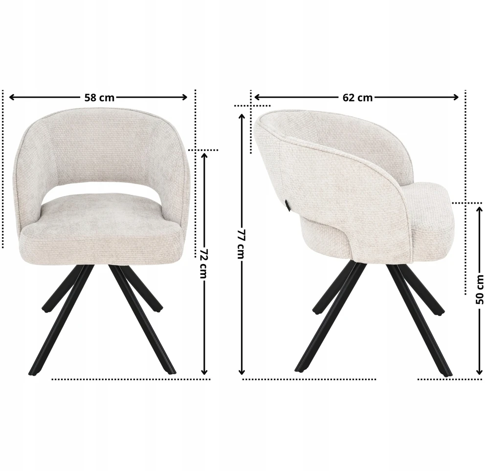 Exito Design Minkšta pasukama kėdė su smėlio spalvos spyruoklėmis, skirta MELTON svetainei