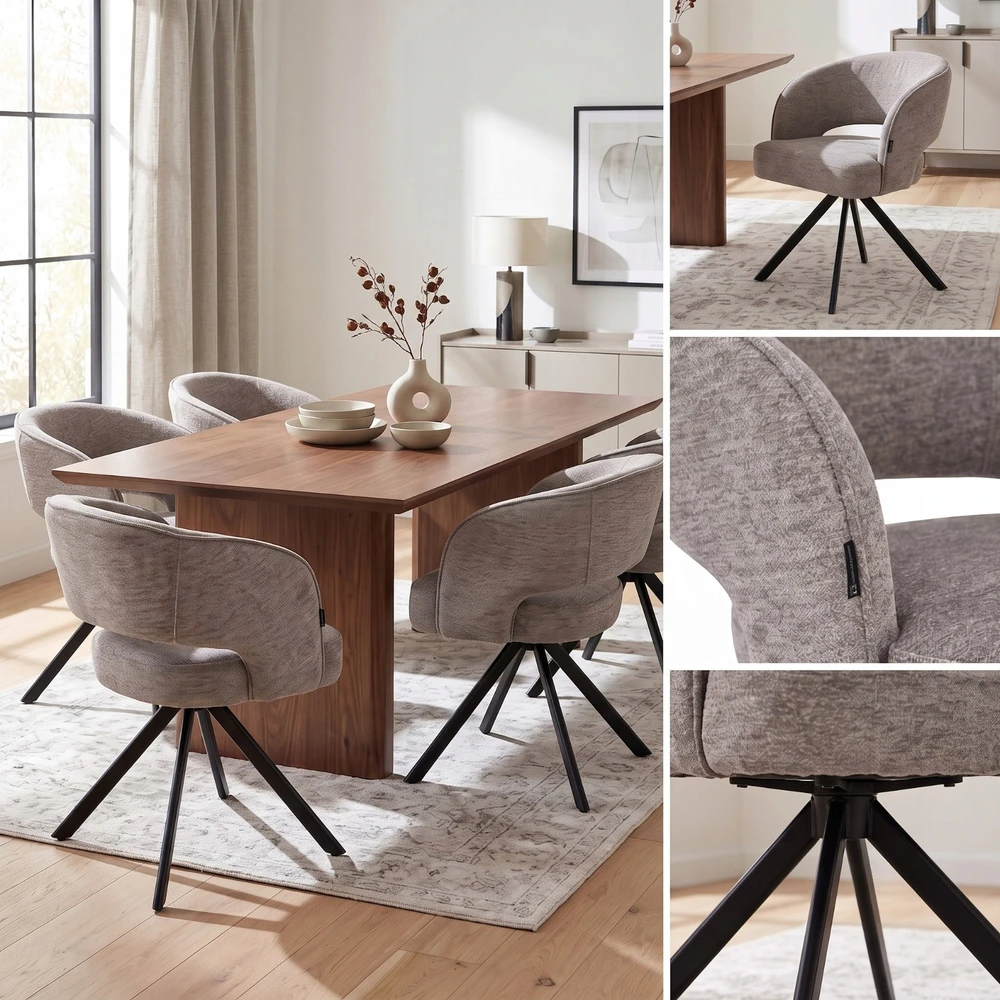 Exito Design Minkšta pasukama kėdė su smėlio spalvos spyruoklėmis, skirta MELTON svetainei