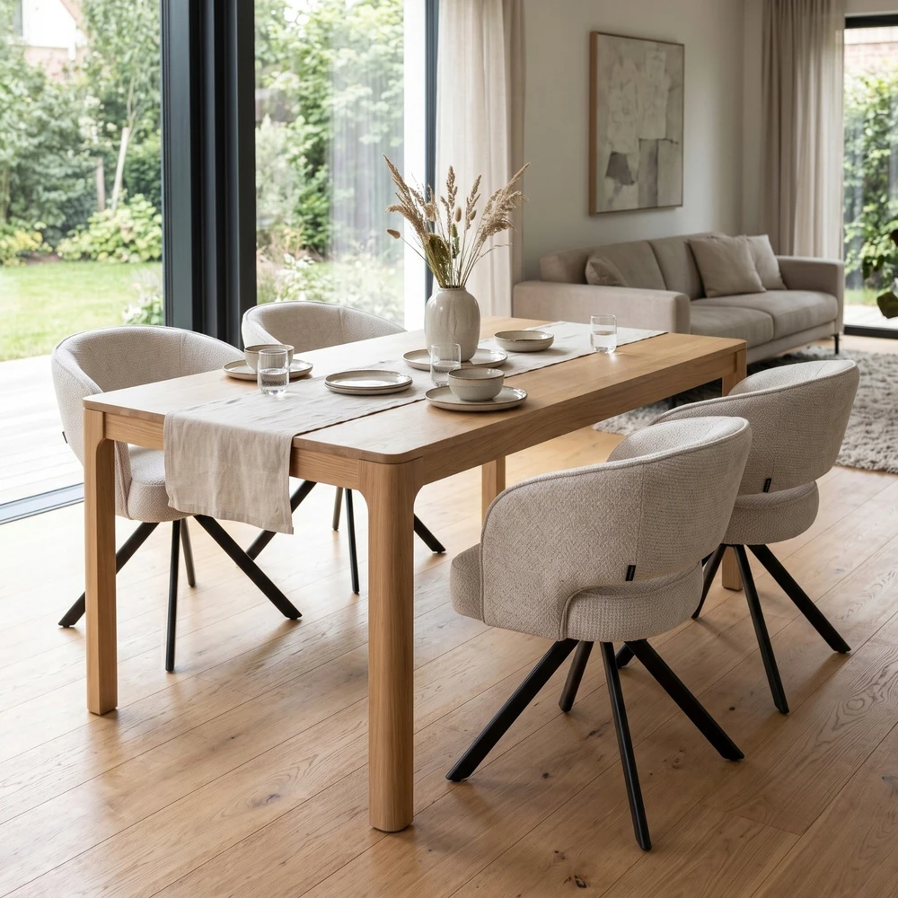Exito Design Minkšta pasukama kėdė su smėlio spalvos spyruoklėmis, skirta MELTON svetainei