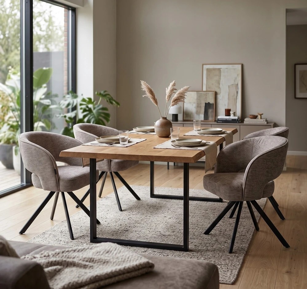 Exito Design Minkšta pasukama kėdė su smėlio spalvos spyruoklėmis, skirta MELTON svetainei