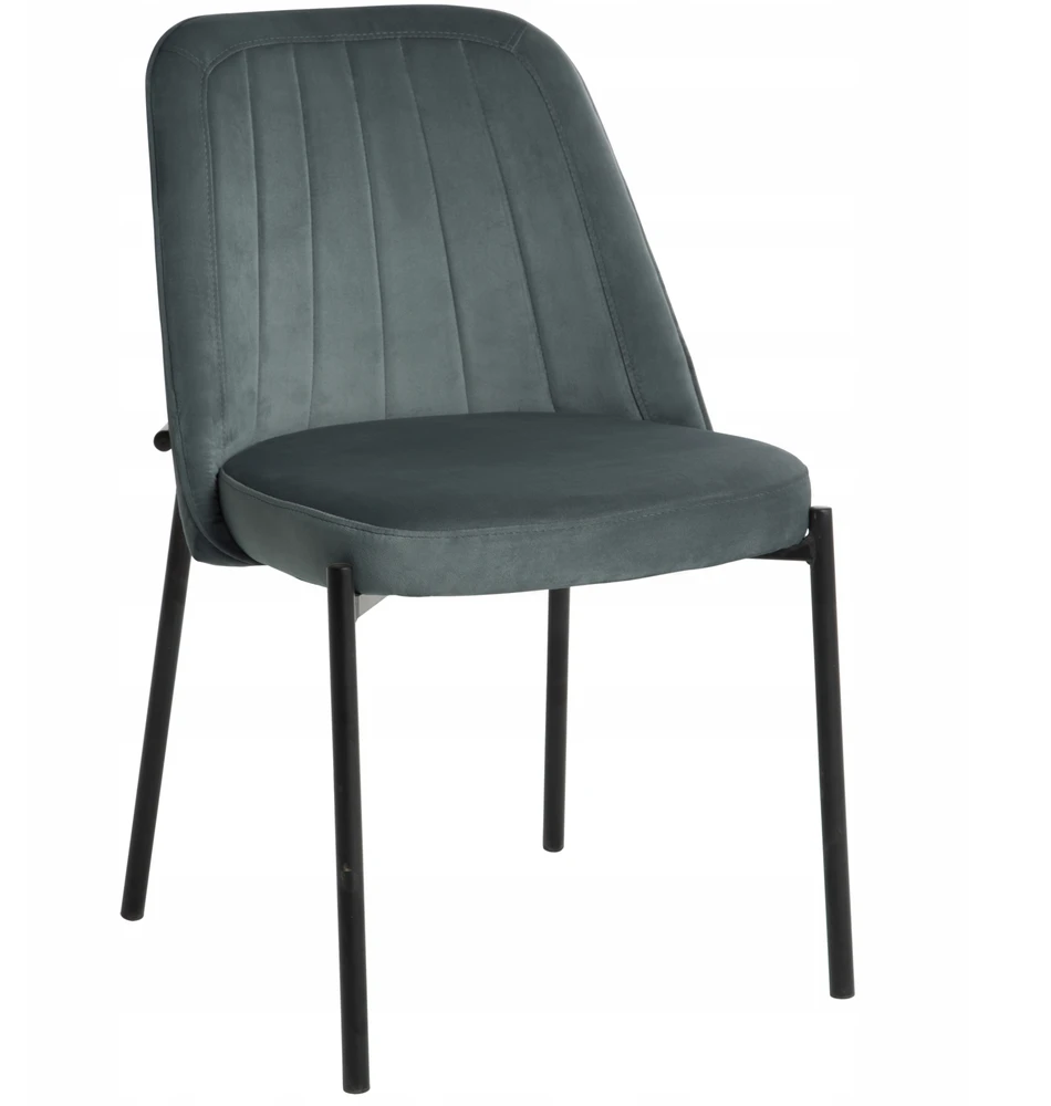 Exito Design Minkšta pilka aksominė kėdė svetainei, valgomajam ir virtuvei - EMO