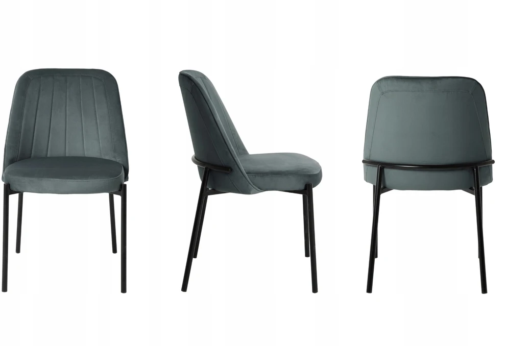 Exito Design Minkšta pilka aksominė kėdė svetainei, valgomajam ir virtuvei - EMO