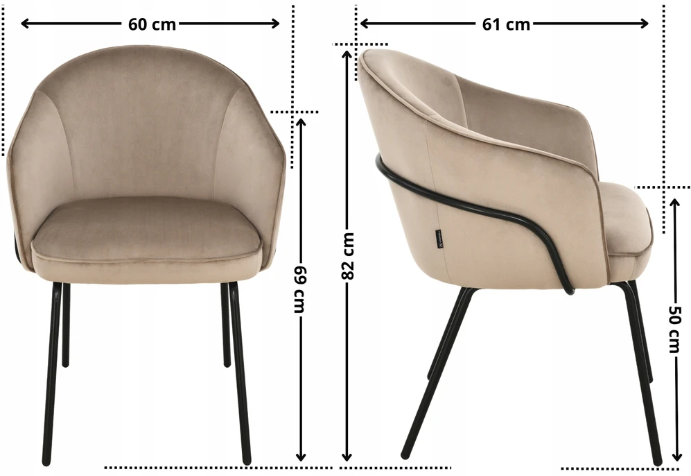 Exito Design Minkšta rudo aksomo kėdė svetainei, spyruoklės MIREA sėdynėje