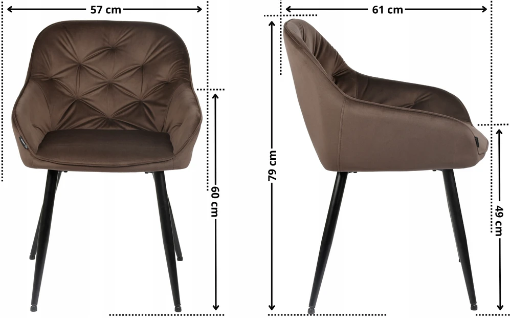Exito Design Minkšta rudo aksomo kėdė svetainei, valgomajam ir virtuvei - LOREN