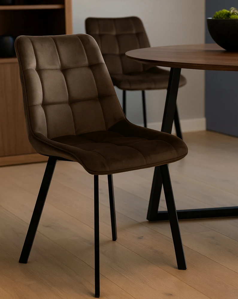 Exito Design Minkšta rudo aksomo kėdė svetainei, valgomajam ir virtuvei - TULUZA