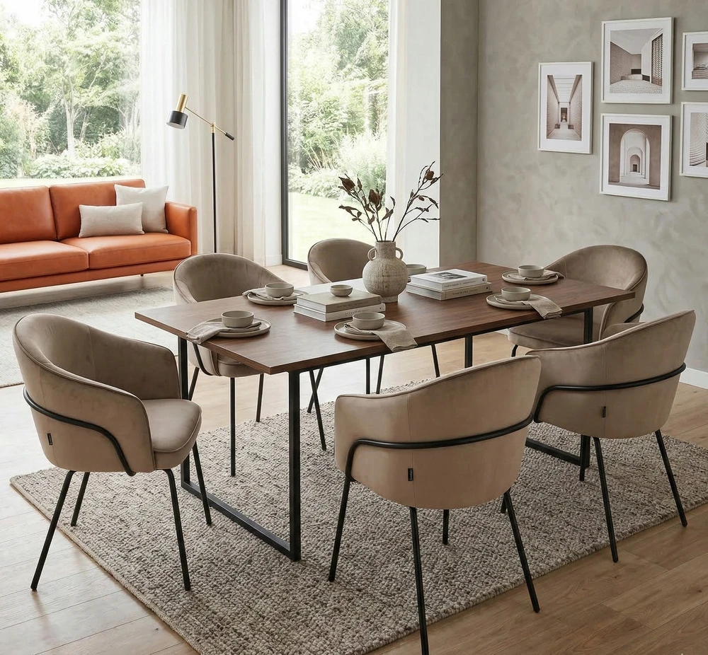 Exito Design Minkšta rudo aksomo kėdė svetainei, spyruoklės MIREA sėdynėje