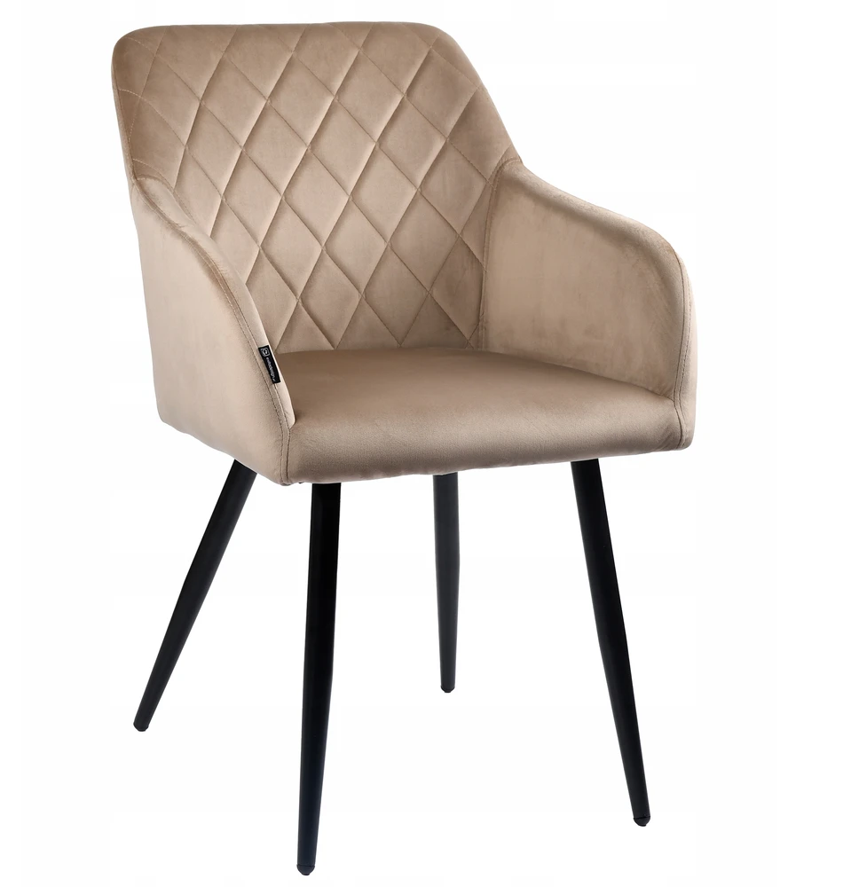 Exito Design Modernus smėlio spalvos veliūrinis krėslas Milton su juodomis metalinėmis kojomis